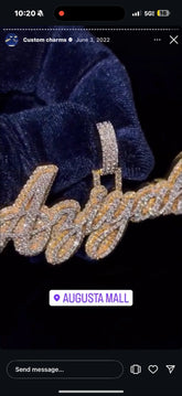 10K Pure gold Natural Diamond Custom Pendant "Lynn" - Size 2 Inch Wide